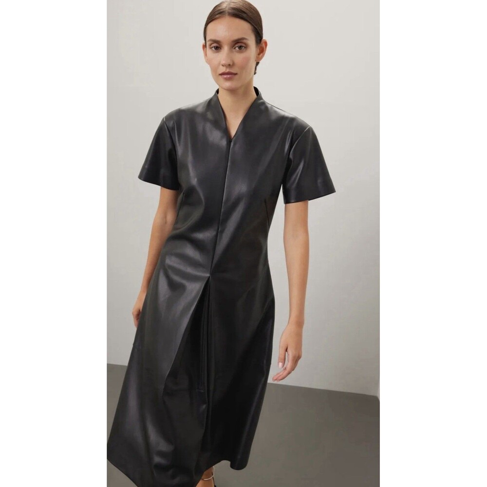 Proenza Schouler White Label Esther Faux Leather Midi Dress Size 6